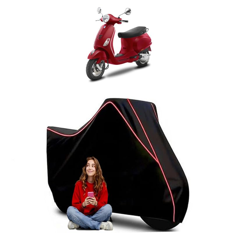Image of ZX 125 Scooty Bike Cover Water Resistant Outdoor Use Universal Fit Scooters Motorcycles Heavy Duty UV Protection Dust Rain Scratch Resistant Elastic Bottom Black Blue Piping