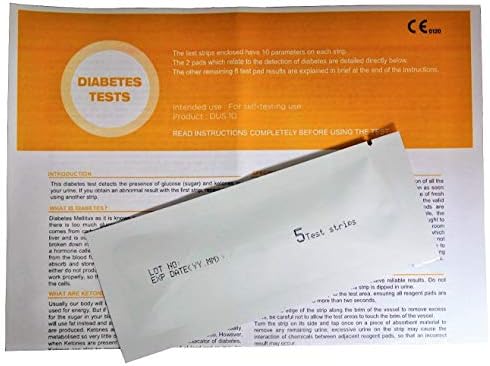 5 x Home Urine Diabetes Tests Each Strip Screens for Ketones & Glucose (5 per foil)