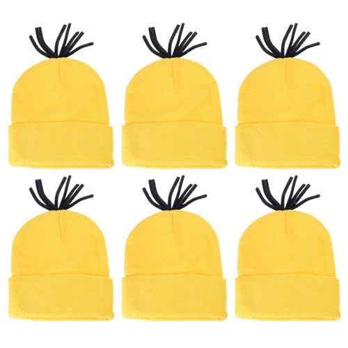 Lot de 6 chapeaux élastiques sans bord jaunes, cadeau de Noël