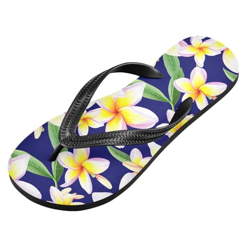 Plumeria Flower Blue Flip Flops for Beach Thong Sandals Anti-slip Lightweight Shower Shoes for Summer Outdoor Travel2