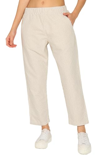 Image of Alan Jones Clothing Womens Mid Rise Cotton Relaxed Ankle Pants | 100% Cotton
