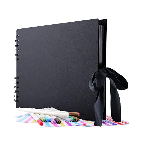 Álbum de recortes Gotideal para manualidades, 80 páginas, álbum de fotos de boda y aniversario, álbum de recortes para familia, accesorios de bricolaje y suministros para álbumes de recortes (negro)