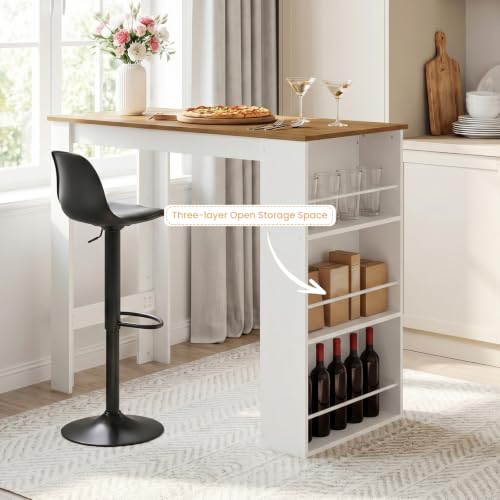 Conjunto de comedor de mesa tipo barra de roble oscuro con taburetes para bar 6