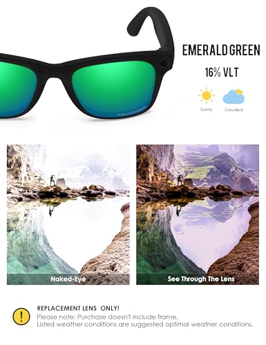 Image of BLAZERBUCK Photochromic Replacement Lenses Compatible with Ray-Ban Meta Wayfarer RW4008 | RW4012 (Gen 2) 53mm Smart Glasses