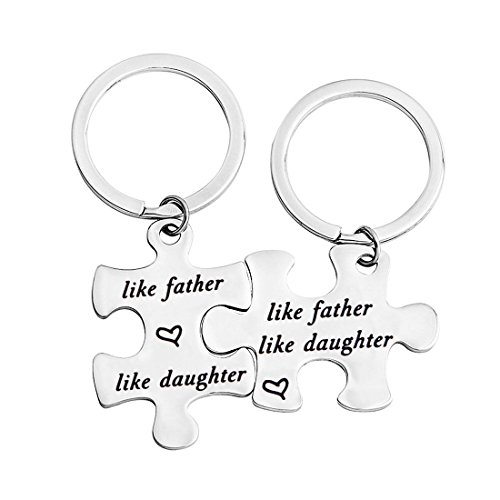 bobauna Like Father Like Daughter Puzzle Keychain Set Of 2 Father's Day Gift For Daddy Daughter (like father like daughter)