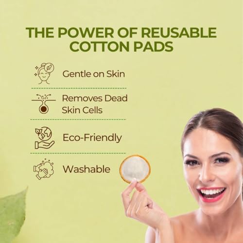 Image of Reusable Bamboo Cotton Pads for Makeup Removal & Face Cleansing | Ultra Soft, Washable up to 60 Times | Use with Toner, Micellar Water & Cleanser | Pack of 1