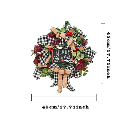 Cdbz Christmas Buffalo Check Wreath,Outdoor Christmas Wreaths,Front Door Decoration Christmas Wreath,Holiday Festival Window Wall Wreath For Home Decor #TOP1