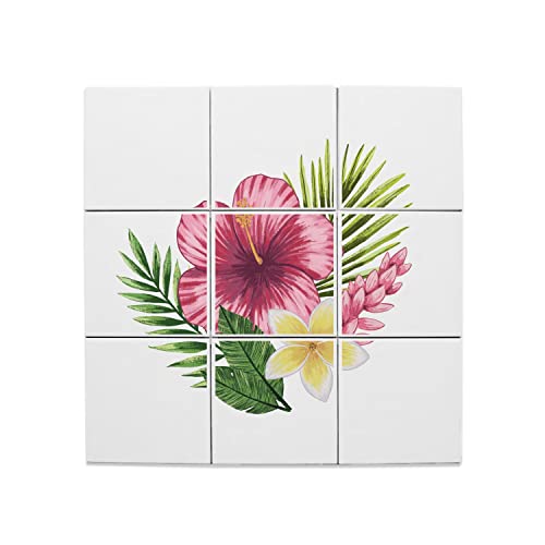 Carreaux céramique décoratif exotique 15,2x15,2 cm lot de 9 pour fresque murale jungle de 45,6cm
