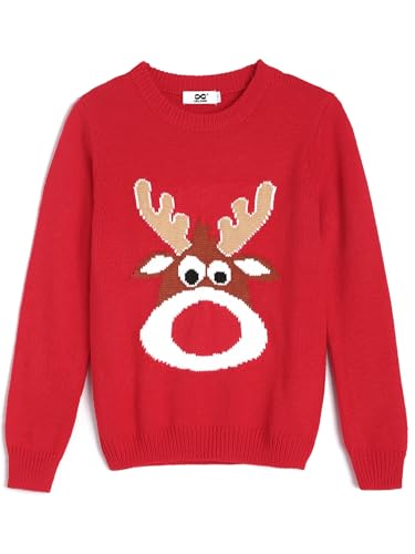 Image of Kids Crewneck Pullover Sweater Cute Pattern Long Sleeve Sweatshirt Holiday Costumes for 5-14 Years Child