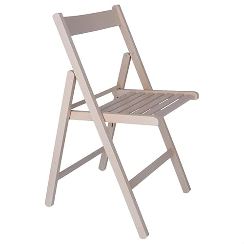 Chaise pliante basse finition blanche, fabriquée en bois de hêtre (L : 43 x F : 47 x H : 79 cm)