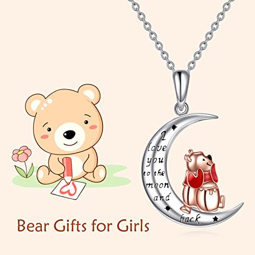 LILALO Bear Necklace Sterling Silver Moon Jewelry with I Love You To the Moon And Back Bear Gifts (3-Bear with honeypot-1)2