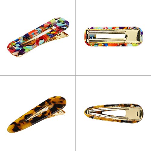 12Pcs Acrylic Resin Hair Barrettes,MASWATER Premium Acrylic Hair Clips,Fashion Sweet Geometric Alligator Clip hair barrettes for Women Ladies Hair accessories