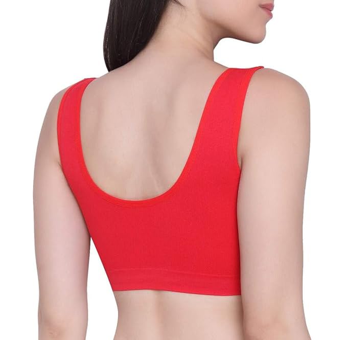 Image of Brachy Womens Women's Cotton & Elastane Non-Padded Non-Wired Workout Supportive Seamless Wireless Yoga Air Bra