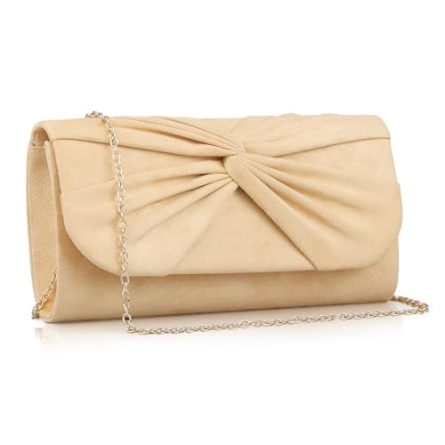 Image of Women Faux Suede Bow Evening Clutch Bags Formal Party Clutch Wedding Party Purse Prom Clutch | Faux Suede