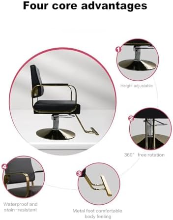 Professional Hydraulic Salon Chair - 360° Reclining, Adjustable Height, Stable Base - Ideal for Hair Salons, Barbershops, and Beauty Studios