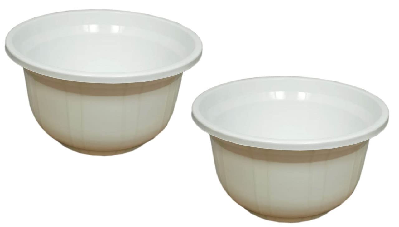 Plastic Multipurpose Bath Tub/Washing Unbreakable Plastic Bath tub 30 LTR Bathroom Accessory (2 Set) (White-Set of 2)-image-17