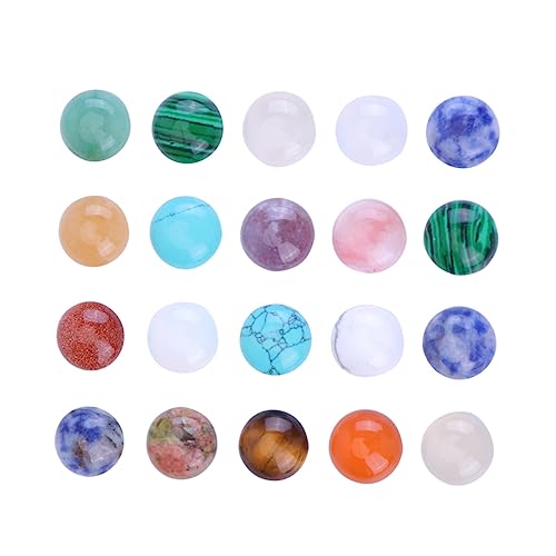 Operitacx 20st Kristalle Geschmücktes Zubehör Cabochons Mit Flacher Rückseite Modepuppen Edelsteinglas Dichroitische Glascabochons Lose Achat Runde Kristallperlen Mosaik Runden Sammelalbum