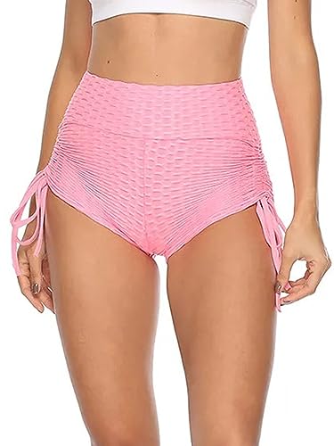 Image of Shasmi Women's Workout Yoga Shorts, High Waisted Drawstring Scrunch Booty Shorts Ruched Butt Lift Athletic Running Tights (Shorty 76)