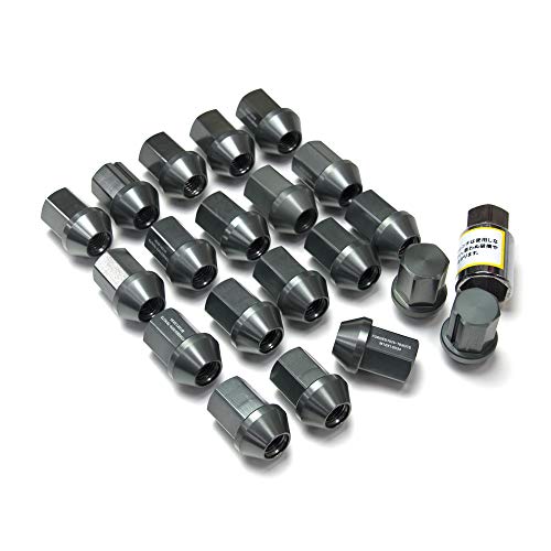 レーシングナット/ホイールナット ロックナット付 20個 鍛造 アルミ/アルマイト 【ピッチ選択 】【カラー選択 】 (ガンメタル, P1.25)