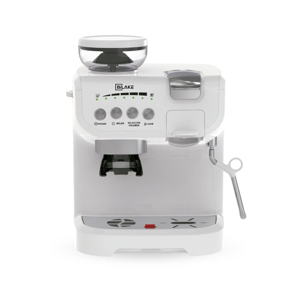 Cafetera Blanca | Espumador de Leche | Cafetera automática con Molinillo | Espreso y capsulas Compatible nespreso y Dolce Gusto