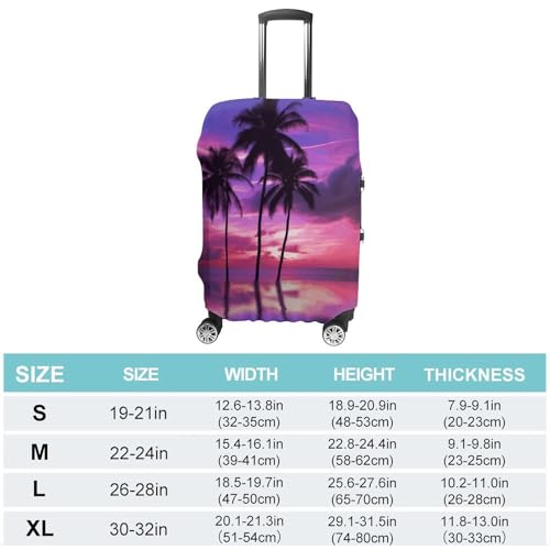 Palm Tree Purple Sunset Elastic Luggage Cover Suitcase Protector for 19-32 Inch Suitcases | Universal Stretchable Travel Bag Cover | Anti-Scratch, Washable with Zipper Closure M2