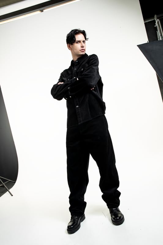 Black Premium by EMP Uomo Camicia nera a maniche lunghe con tasca sul petto