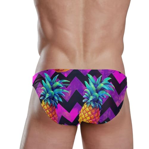 Tropical Pineapple Purple Men's Swimwear Sexy Bikini Solid Siwmming Briefs 208557313