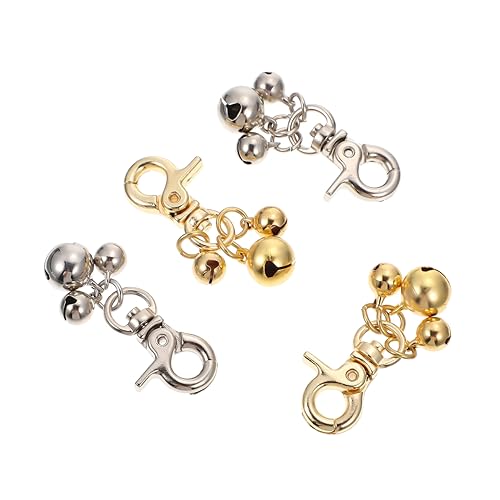 VANZACK 4Pcs Cat Collar Charm Bells Zinc Alloy Pet Pendant Accessories Lightweight Dog Jingle Bell for Pet Collars Key Chain Hanging Ornament Home Decor for Cats and Dogs