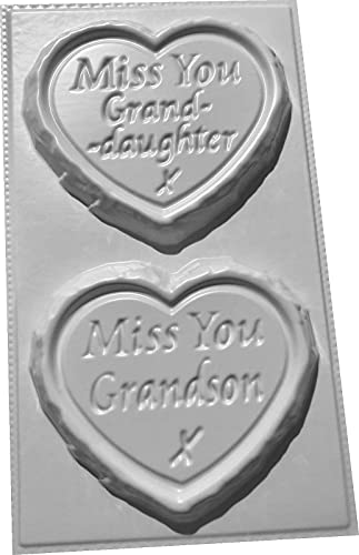 GRANDSON GRANDDAUGHTER Miss You Small Concrete Moulds Grave Markers Memorial Stones Hearts
