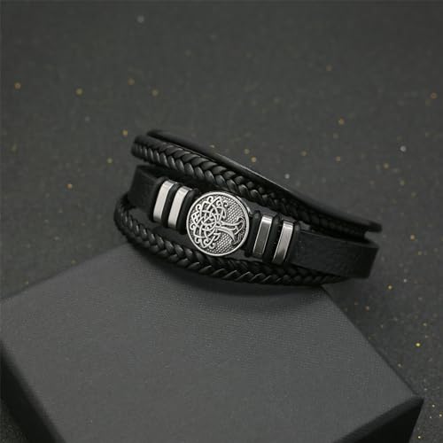 Pulsera masculina de cuero trenzado multilayer miniatura 5