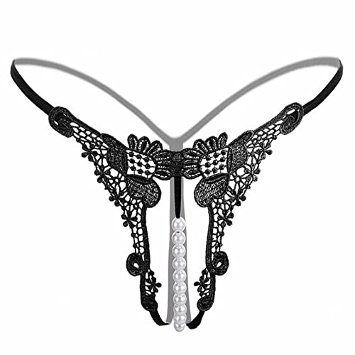 Damen Spitze Sexy Tanga String Ouvert Damen mit Perlen Blumen Loch Frauen...