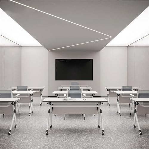 トレーニングデスク 3点セット モダン オフィス 折りたたみ式 セミナー 会議テーブル 折りたたみ式 フリップトップ モバイル トレーニングテーブル オフィス 会議室 教室用 63インチ [2]