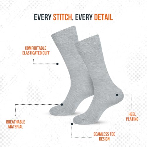 Men Dress Socks Moisture-Wicking Cotton Blend, Soft & Breathable, Enhanced Elasticity, Office & Casual Use4