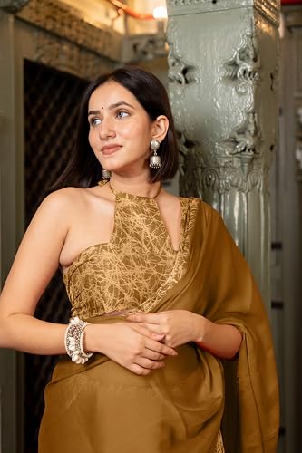 Image of MIRCHI FASHION Women Saree Abstract Print Chiffon | Breathable Lightweight Casual Sari for Regular Use and Office with Unstitched Blouse (Available in 25 Colors)