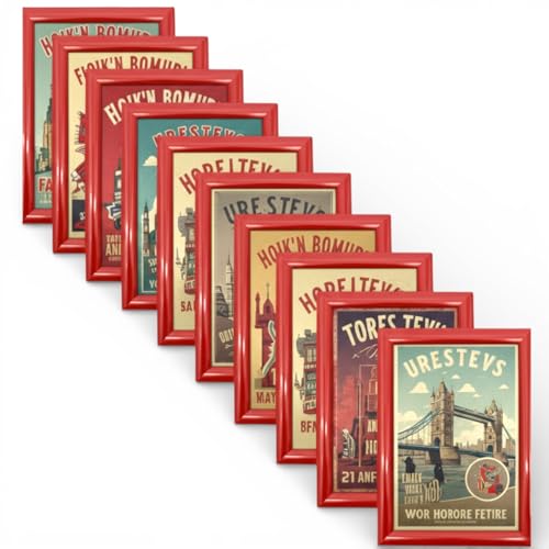 Image of Shoplines Supplies® Snap Poster frame, 10x A4 Aluminium Red Snap Picture Photo Holder for Home and Office