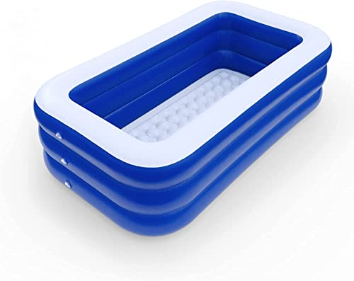 Inflatable Swimming Pool For Kids And Adults, Blow Up Pool For Backyard With Comfortable Floor, Safe Outside Lounge Pool Or Indoor Ball Pit, 95"X 55"X 25" #TOP6