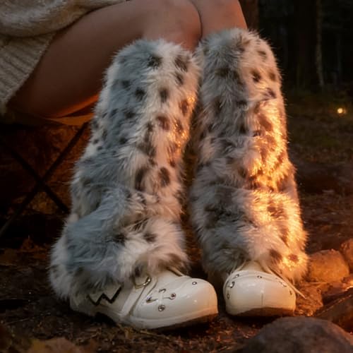 Calentadores de piernas con estampado de leopardo suaves para botas 3