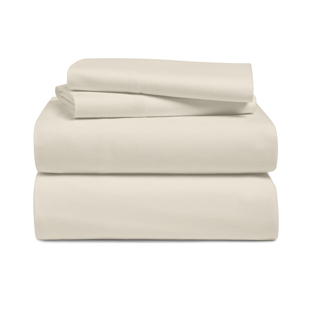 Cosy House Collection 100% Cotton Flannel Bed Sheet Set - Cal King - Premium Softness, Deep Pocket Fit, Elastic Corner Straps, Cozy + Warm,