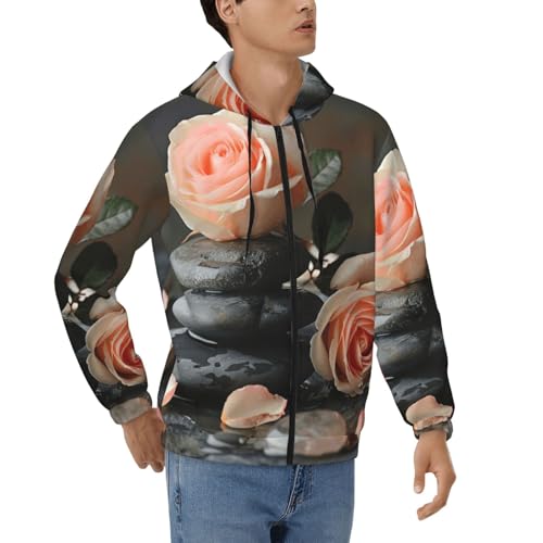 Sweatshirt Hommes Full Zip Casual Hoodie avec Imprimé Spa Stone
