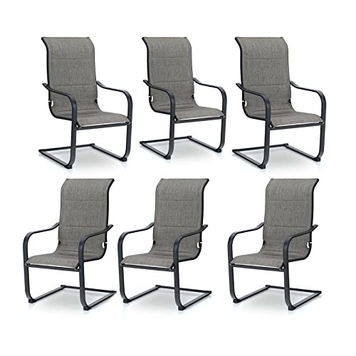 PHI VILLA Outdoor C-Spring Dining Chairs Set of 6