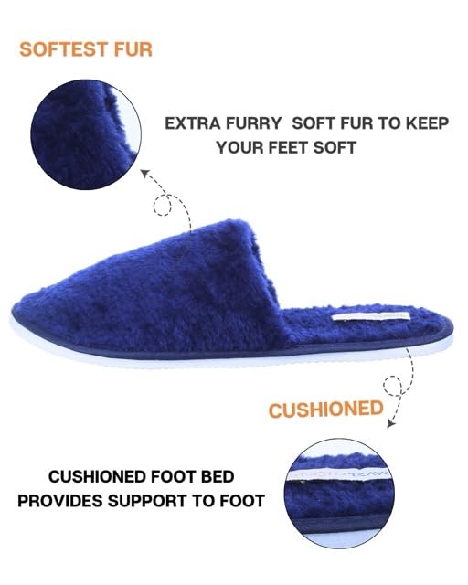 Image of Premium Fur Home Slippers For Women & Men For Winter Capet Slippers for Bedroom Indoor Carpet house slides