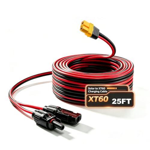 iHaospace XT60 Solar Cable 25FT 12AWG Solar Panel to XT60 Charging Cable
