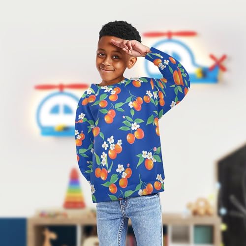 JUNZAN Cute Cornelian Cherry Fruit Royal Blue Little Girls Sweatshirts Hoodies Fleece Kids Pullover Hoodie Party 4T4