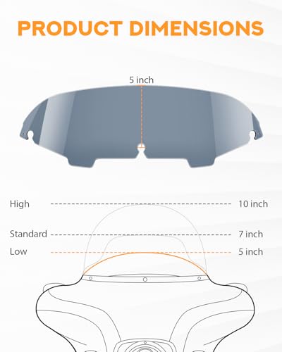 Image of PBYMT 5 inch Windshield Windscreen Compatible for 96-13 Harley Davidson Touring Street Glide Electra Glide FLHT FLHTCU Ultra Classic Glide FLHX FLHTK Tri Glide 1996-2013, Tint