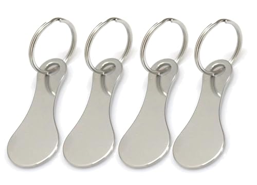 Dolaso Lot de 4 clés de déverrouillage de chariot, jeton de caddie universel en acier inoxydable pour caddie de courses, Argenté., taille unique