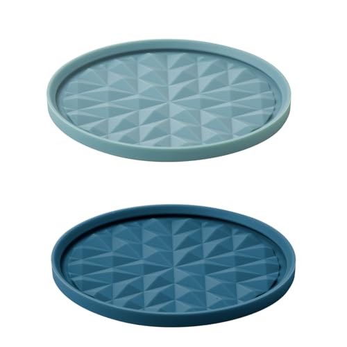 Wingcases - Yoghurt Pot Lids ONLY Fit 9.5cm Diameter Pots(2 Sets, Dark blue & Light blue) Reusable Silicone Large Tops, Reversible to Coaster, for 9.5cm Yogurt, Cream Pots