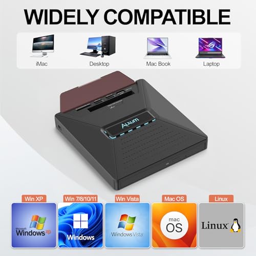Image of Alxum External CD DVD Drive, Optical Disc Reader Burner with SATA Interface