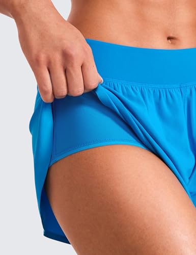 Image of CRZ YOGA Mid Waisted Split Running Shorts 4 inch | Mesh Liner, Quick Dry, Lightweight, for Women