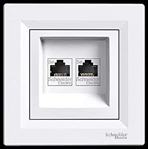 asfora - ISDN de canette Cat5e 2 x RJ45, prises, complet, schneider electric, Blanc, Neuf Cover