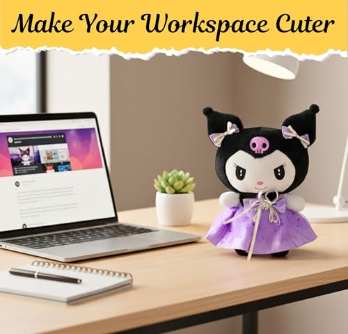 Image of Tickles Cute Anime Doll Soft Stuffed Plush Cartoon Character Toy for Kids Boys & Girls Birthday Gift (Color: Purple & Black Size: 35 cm)